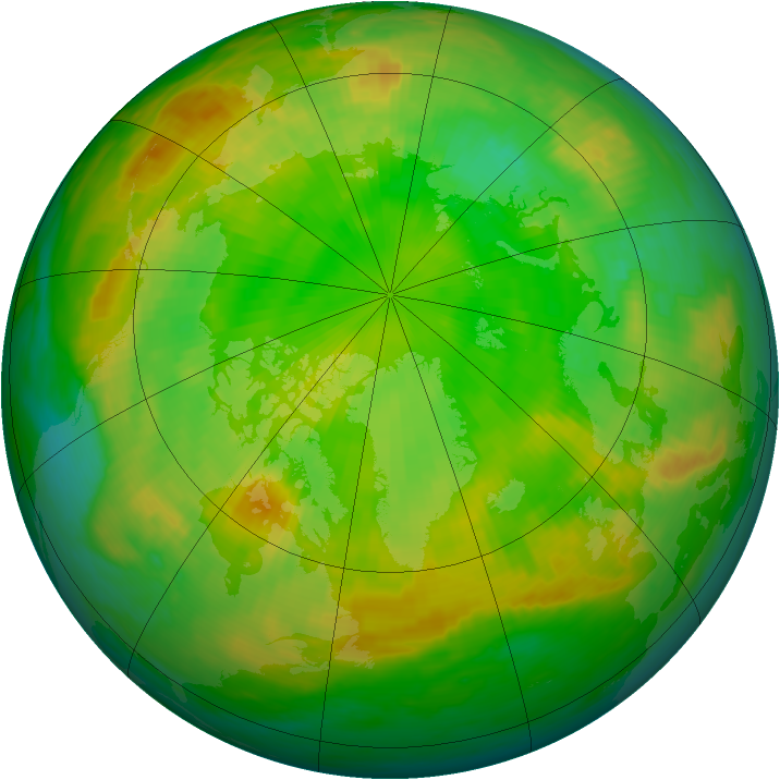 Arctic ozone map for 21 June 1985